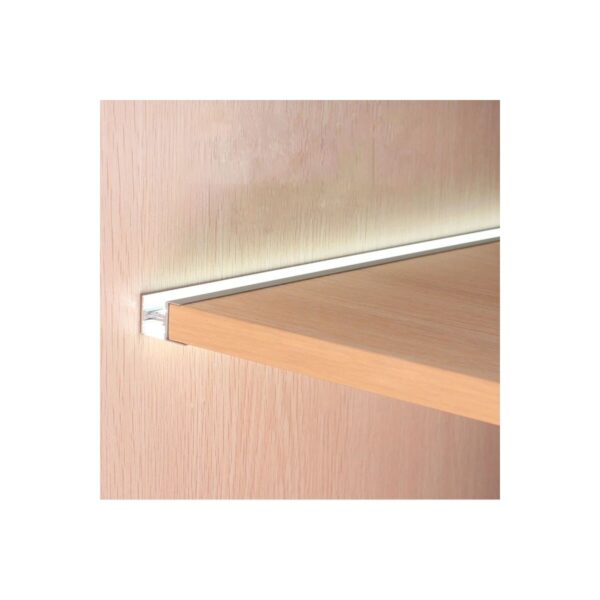 GLOBOSTAR® ALP-R-SHELF DODA 70814-1M Χωνευτό Προφίλ Αλουμινίου Ειδικό για Φωτισμό Ραφιού 18mm με Λευκό Γαλακτερό Πατητό Κάλυμμα για Ταινίες LED IP20 – Ασημί & Λευκό – Μ100 x Π1.5 x Υ2cm