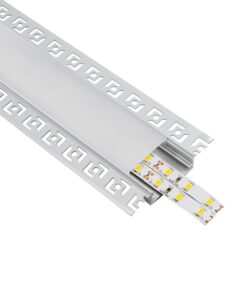 GLOBOSTAR® ALP-PLASTERIN GYPSO 70861-1M Χωνευτό Προφίλ Αλουμινίου Ειδικό για Γυψοσανίδα με Λευκό Γαλακτερό Πατητό Κάλυμμα για Ταινίες LED IP20 – Ασημί & Λευκό – Μ100 x Π7.8 x Υ1.4cm