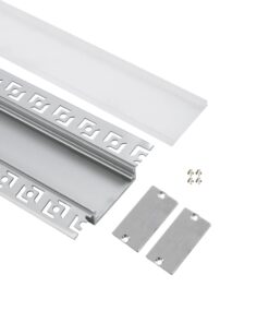 GLOBOSTAR® ALP-PLASTERIN GYPSO 70861-1M Χωνευτό Προφίλ Αλουμινίου Ειδικό για Γυψοσανίδα με Λευκό Γαλακτερό Πατητό Κάλυμμα για Ταινίες LED IP20 – Ασημί & Λευκό – Μ100 x Π7.8 x Υ1.4cm