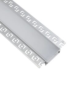 GLOBOSTAR® ALP-PLASTERIN GYPSO 70861-1M Χωνευτό Προφίλ Αλουμινίου Ειδικό για Γυψοσανίδα με Λευκό Γαλακτερό Πατητό Κάλυμμα για Ταινίες LED IP20 – Ασημί & Λευκό – Μ100 x Π7.8 x Υ1.4cm