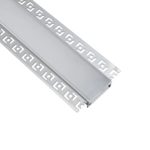 GLOBOSTAR® ALP-PLASTERIN GYPSO 70861-1M Χωνευτό Προφίλ Αλουμινίου Ειδικό για Γυψοσανίδα με Λευκό Γαλακτερό Πατητό Κάλυμμα για Ταινίες LED IP20 – Ασημί & Λευκό – Μ100 x Π7.8 x Υ1.4cm