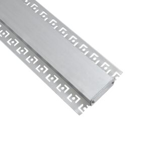 GLOBOSTAR® ALP-PLASTERIN GYPSO 70861-1M Χωνευτό Προφίλ Αλουμινίου Ειδικό για Γυψοσανίδα με Λευκό Γαλακτερό Πατητό Κάλυμμα για Ταινίες LED IP20 – Ασημί & Λευκό – Μ100 x Π7.8 x Υ1.4cm