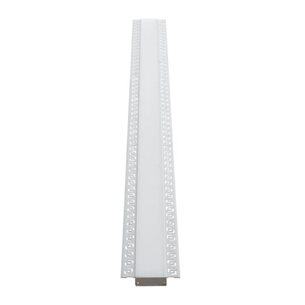 GLOBOSTAR® ALP-PLASTERIN GYPSO 70861-1M Χωνευτό Προφίλ Αλουμινίου Ειδικό για Γυψοσανίδα με Λευκό Γαλακτερό Πατητό Κάλυμμα για Ταινίες LED IP20 – Ασημί & Λευκό – Μ100 x Π7.8 x Υ1.4cm