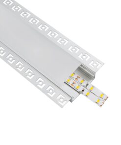 GLOBOSTAR® ALP-PLASTERIN GYPSO 70862-1M Χωνευτό Προφίλ Αλουμινίου Ειδικό για Γυψοσανίδα με Λευκό Γαλακτερό Πατητό Κάλυμμα για Ταινίες LED IP20 – Ασημί & Λευκό – Μ100 x Π8.8 x Υ2cm