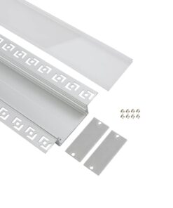 GLOBOSTAR® ALP-PLASTERIN GYPSO 70862-1M Χωνευτό Προφίλ Αλουμινίου Ειδικό για Γυψοσανίδα με Λευκό Γαλακτερό Πατητό Κάλυμμα για Ταινίες LED IP20 – Ασημί & Λευκό – Μ100 x Π8.8 x Υ2cm