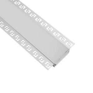 GLOBOSTAR® ALP-PLASTERIN GYPSO 70862-1M Χωνευτό Προφίλ Αλουμινίου Ειδικό για Γυψοσανίδα με Λευκό Γαλακτερό Πατητό Κάλυμμα για Ταινίες LED IP20 – Ασημί & Λευκό – Μ100 x Π8.8 x Υ2cm
