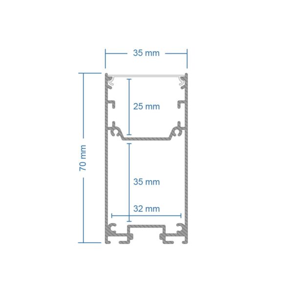 GLOBOSTAR® ALP-LINEAR LUMILINE 61765-3M Επιφανειακό / Κρεμαστό / Επιτοίχιο Προφίλ Αλουμινίου με Λευκό Γαλακτερό Πατητό Κάλυμμα για Ταινίες LED IP20 – Γκρι Ανθρακί Ματ – Μ300 x Π3.5 x Υ7cm