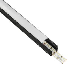 GLOBOSTAR® ALP-LINEAR GLOWTRACK 61797-3M Επιφανειακό Προφίλ Αλουμινίου με Λευκό Γαλακτερό Πατητό Κάλυμμα για Ταινίες LED IP20 – Μαύρο Ματ – Μ300 x Π2 x Υ2cm – Πακέτο 5 Τεμαχίων