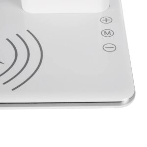 GLOBOSTAR® ZENTIME 76554 Μοντέρνο Επιτραπέζιο Φωτιστικό Γραφείου με Ασύρματη Φόρτιση 15W 3A & Ψηφιακό Ρολόι LED 3.5W 350lm 120° DC 5V με USB-C IP20 Ρυθμιζόμενο Λευκό CCT με Αφή 2700K/4500K/6000K Dimmable – Sanan SMD Chip – Μαύρο – Μ19.5 x Π14.5 x Υ38.8cm – 2 Χρόνια Εγγύηση
