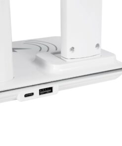 GLOBOSTAR® ZENTIME 76554 Μοντέρνο Επιτραπέζιο Φωτιστικό Γραφείου με Ασύρματη Φόρτιση 15W 3A & Ψηφιακό Ρολόι LED 3.5W 350lm 120° DC 5V με USB-C IP20 Ρυθμιζόμενο Λευκό CCT με Αφή 2700K/4500K/6000K Dimmable – Sanan SMD Chip – Μαύρο – Μ19.5 x Π14.5 x Υ38.8cm – 2 Χρόνια Εγγύηση