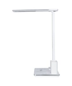 GLOBOSTAR® ZENTIME 76554 Μοντέρνο Επιτραπέζιο Φωτιστικό Γραφείου με Ασύρματη Φόρτιση 15W 3A & Ψηφιακό Ρολόι LED 3.5W 350lm 120° DC 5V με USB-C IP20 Ρυθμιζόμενο Λευκό CCT με Αφή 2700K/4500K/6000K Dimmable – Sanan SMD Chip – Μαύρο – Μ19.5 x Π14.5 x Υ38.8cm – 2 Χρόνια Εγγύηση