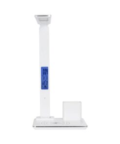 GLOBOSTAR® ZENTIME 76554 Μοντέρνο Επιτραπέζιο Φωτιστικό Γραφείου με Ασύρματη Φόρτιση 15W 3A & Ψηφιακό Ρολόι LED 3.5W 350lm 120° DC 5V με USB-C IP20 Ρυθμιζόμενο Λευκό CCT με Αφή 2700K/4500K/6000K Dimmable – Sanan SMD Chip – Μαύρο – Μ19.5 x Π14.5 x Υ38.8cm – 2 Χρόνια Εγγύηση