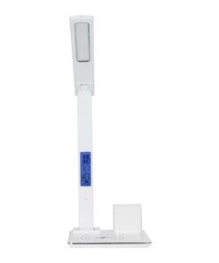 GLOBOSTAR® ZENTIME 76554 Μοντέρνο Επιτραπέζιο Φωτιστικό Γραφείου με Ασύρματη Φόρτιση 15W 3A & Ψηφιακό Ρολόι LED 3.5W 350lm 120° DC 5V με USB-C IP20 Ρυθμιζόμενο Λευκό CCT με Αφή 2700K/4500K/6000K Dimmable – Sanan SMD Chip – Μαύρο – Μ19.5 x Π14.5 x Υ38.8cm – 2 Χρόνια Εγγύηση