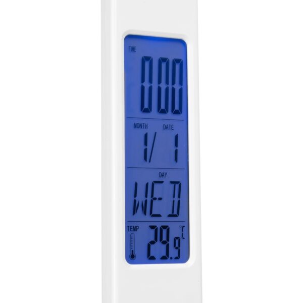 GLOBOSTAR® ZENTIME 76554 Μοντέρνο Επιτραπέζιο Φωτιστικό Γραφείου με Ασύρματη Φόρτιση 15W 3A & Ψηφιακό Ρολόι LED 3.5W 350lm 120° DC 5V με USB-C IP20 Ρυθμιζόμενο Λευκό CCT με Αφή 2700K/4500K/6000K Dimmable – Sanan SMD Chip – Μαύρο – Μ19.5 x Π14.5 x Υ38.8cm – 2 Χρόνια Εγγύηση