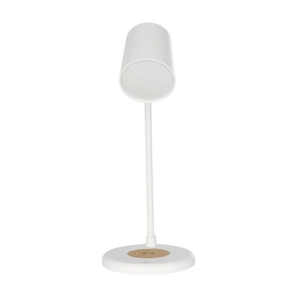 GLOBOSTAR® LUCORA 76555 Μοντέρνο Επιτραπέζιο Φωτιστικό Γραφείου με Ασύρματη Φόρτιση 10W 2A & 4W Bluetooth Ηχείο LED 3W 300lm 120° DC 5V με USB-C IP20 Ρυθμιζόμενο Λευκό CCT με Αφή 2700K/4500K/6000K Dimmable – Sanan SMD Chip – Λευκό – Μ12 x Π12 x Υ32cm – 2 Χρόνια Εγγύηση