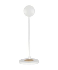 GLOBOSTAR® LUCORA 76555 Μοντέρνο Επιτραπέζιο Φωτιστικό Γραφείου με Ασύρματη Φόρτιση 10W 2A & 4W Bluetooth Ηχείο LED 3W 300lm 120° DC 5V με USB-C IP20 Ρυθμιζόμενο Λευκό CCT με Αφή 2700K/4500K/6000K Dimmable – Sanan SMD Chip – Λευκό – Μ12 x Π12 x Υ32cm – 2 Χρόνια Εγγύηση