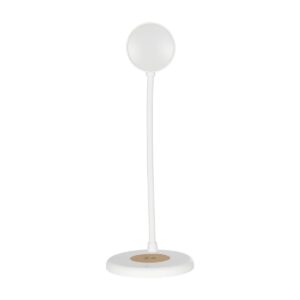 GLOBOSTAR® LUCORA 76555 Μοντέρνο Επιτραπέζιο Φωτιστικό Γραφείου με Ασύρματη Φόρτιση 10W 2A & 4W Bluetooth Ηχείο LED 3W 300lm 120° DC 5V με USB-C IP20 Ρυθμιζόμενο Λευκό CCT με Αφή 2700K/4500K/6000K Dimmable – Sanan SMD Chip – Λευκό – Μ12 x Π12 x Υ32cm – 2 Χρόνια Εγγύηση
