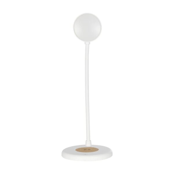 GLOBOSTAR® LUCORA 76555 Μοντέρνο Επιτραπέζιο Φωτιστικό Γραφείου με Ασύρματη Φόρτιση 10W 2A & 4W Bluetooth Ηχείο LED 3W 300lm 120° DC 5V με USB-C IP20 Ρυθμιζόμενο Λευκό CCT με Αφή 2700K/4500K/6000K Dimmable – Sanan SMD Chip – Λευκό – Μ12 x Π12 x Υ32cm – 2 Χρόνια Εγγύηση