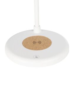 GLOBOSTAR® LUCORA 76555 Μοντέρνο Επιτραπέζιο Φωτιστικό Γραφείου με Ασύρματη Φόρτιση 10W 2A & 4W Bluetooth Ηχείο LED 3W 300lm 120° DC 5V με USB-C IP20 Ρυθμιζόμενο Λευκό CCT με Αφή 2700K/4500K/6000K Dimmable – Sanan SMD Chip – Λευκό – Μ12 x Π12 x Υ32cm – 2 Χρόνια Εγγύηση