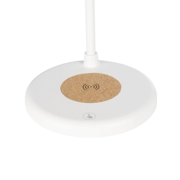 GLOBOSTAR® LUCORA 76555 Μοντέρνο Επιτραπέζιο Φωτιστικό Γραφείου με Ασύρματη Φόρτιση 10W 2A & 4W Bluetooth Ηχείο LED 3W 300lm 120° DC 5V με USB-C IP20 Ρυθμιζόμενο Λευκό CCT με Αφή 2700K/4500K/6000K Dimmable – Sanan SMD Chip – Λευκό – Μ12 x Π12 x Υ32cm – 2 Χρόνια Εγγύηση