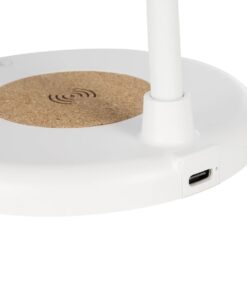 GLOBOSTAR® LUCORA 76555 Μοντέρνο Επιτραπέζιο Φωτιστικό Γραφείου με Ασύρματη Φόρτιση 10W 2A & 4W Bluetooth Ηχείο LED 3W 300lm 120° DC 5V με USB-C IP20 Ρυθμιζόμενο Λευκό CCT με Αφή 2700K/4500K/6000K Dimmable – Sanan SMD Chip – Λευκό – Μ12 x Π12 x Υ32cm – 2 Χρόνια Εγγύηση