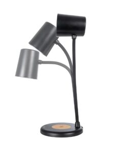 GLOBOSTAR® LUCORA 76556 Μοντέρνο Επιτραπέζιο Φωτιστικό Γραφείου με Ασύρματη Φόρτιση 10W 2A & 4W Bluetooth Ηχείο LED 3W 300lm 120° DC 5V με USB-C IP20 Ρυθμιζόμενο Λευκό CCT με Αφή 2700K/4500K/6000K Dimmable – Sanan SMD Chip – Μαύρο – Μ12 x Π12 x Υ32cm – 2 Χρόνια Εγγύηση