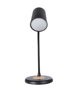 GLOBOSTAR® LUCORA 76556 Μοντέρνο Επιτραπέζιο Φωτιστικό Γραφείου με Ασύρματη Φόρτιση 10W 2A & 4W Bluetooth Ηχείο LED 3W 300lm 120° DC 5V με USB-C IP20 Ρυθμιζόμενο Λευκό CCT με Αφή 2700K/4500K/6000K Dimmable – Sanan SMD Chip – Μαύρο – Μ12 x Π12 x Υ32cm – 2 Χρόνια Εγγύηση