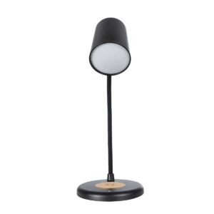 GLOBOSTAR® LUCORA 76556 Μοντέρνο Επιτραπέζιο Φωτιστικό Γραφείου με Ασύρματη Φόρτιση 10W 2A & 4W Bluetooth Ηχείο LED 3W 300lm 120° DC 5V με USB-C IP20 Ρυθμιζόμενο Λευκό CCT με Αφή 2700K/4500K/6000K Dimmable – Sanan SMD Chip – Μαύρο – Μ12 x Π12 x Υ32cm – 2 Χρόνια Εγγύηση