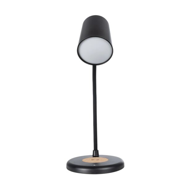 GLOBOSTAR® LUCORA 76556 Μοντέρνο Επιτραπέζιο Φωτιστικό Γραφείου με Ασύρματη Φόρτιση 10W 2A & 4W Bluetooth Ηχείο LED 3W 300lm 120° DC 5V με USB-C IP20 Ρυθμιζόμενο Λευκό CCT με Αφή 2700K/4500K/6000K Dimmable – Sanan SMD Chip – Μαύρο – Μ12 x Π12 x Υ32cm – 2 Χρόνια Εγγύηση