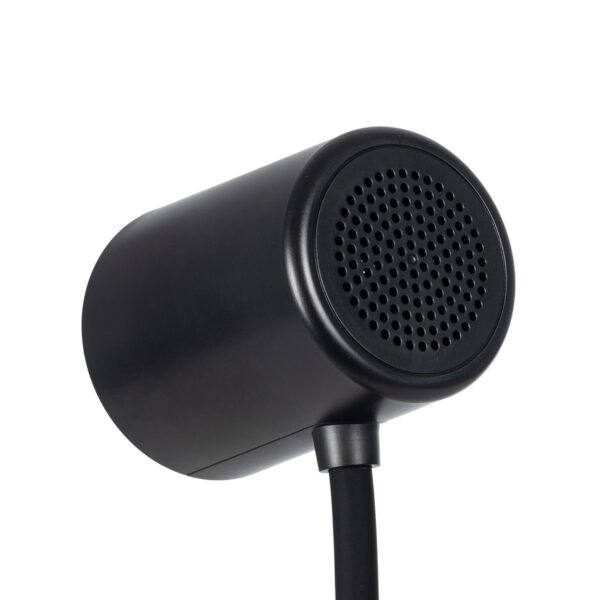 GLOBOSTAR® LUCORA 76556 Μοντέρνο Επιτραπέζιο Φωτιστικό Γραφείου με Ασύρματη Φόρτιση 10W 2A & 4W Bluetooth Ηχείο LED 3W 300lm 120° DC 5V με USB-C IP20 Ρυθμιζόμενο Λευκό CCT με Αφή 2700K/4500K/6000K Dimmable – Sanan SMD Chip – Μαύρο – Μ12 x Π12 x Υ32cm – 2 Χρόνια Εγγύηση