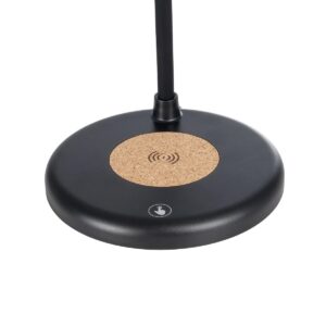 GLOBOSTAR® LUCORA 76556 Μοντέρνο Επιτραπέζιο Φωτιστικό Γραφείου με Ασύρματη Φόρτιση 10W 2A & 4W Bluetooth Ηχείο LED 3W 300lm 120° DC 5V με USB-C IP20 Ρυθμιζόμενο Λευκό CCT με Αφή 2700K/4500K/6000K Dimmable – Sanan SMD Chip – Μαύρο – Μ12 x Π12 x Υ32cm – 2 Χρόνια Εγγύηση