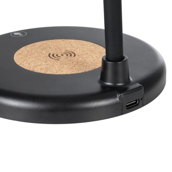 GLOBOSTAR® LUCORA 76556 Μοντέρνο Επιτραπέζιο Φωτιστικό Γραφείου με Ασύρματη Φόρτιση 10W 2A & 4W Bluetooth Ηχείο LED 3W 300lm 120° DC 5V με USB-C IP20 Ρυθμιζόμενο Λευκό CCT με Αφή 2700K/4500K/6000K Dimmable – Sanan SMD Chip – Μαύρο – Μ12 x Π12 x Υ32cm – 2 Χρόνια Εγγύηση