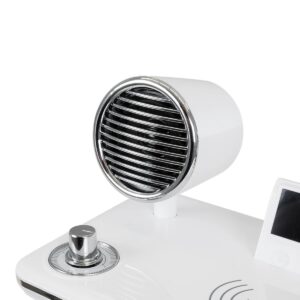 GLOBOSTAR® OLDY 76557 Μοντέρνο Επιτραπέζιο Φωτιστικό Γραφείου με Ασύρματη Φόρτιση 15W 3A, 5W Bluetooth Ηχείο & Ψηφιακό Ρολόι LED 3W 300lm 120° DC 5V με USB-C IP20 Ρυθμιζόμενο Λευκό CCT με Αφή 2700K/4500K/6000K Dimmable – Sanan SMD Chip – Λευκό – Μ13 x Π25 x Υ43cm – 2 Χρόνια Εγγύηση