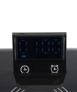 GLOBOSTAR® OLDY 76563 Μοντέρνο Επιτραπέζιο Φωτιστικό Γραφείου με Ασύρματη Φόρτιση 15W 3A, 5W Bluetooth Ηχείο & Ψηφιακό Ρολόι LED 3W 300lm 120° DC 5V με USB-C IP20 Ρυθμιζόμενο Λευκό CCT με Αφή 2700K/4500K/6000K Dimmable – Sanan SMD Chip – Μαύρο – Μ13 x Π25 x Υ43cm – 2 Χρόνια Εγγύηση