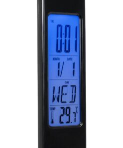 GLOBOSTAR® ZENTIME 76564 Μοντέρνο Επιτραπέζιο Φωτιστικό Γραφείου με Ασύρματη Φόρτιση 10W 2A & Ψηφιακό Ρολόι LED 3.5W 350lm 120° DC 5V με USB-C IP20 Ρυθμιζόμενο Λευκό CCT με Αφή 2700K/4500K/6000K Dimmable – Sanan SMD Chip – Μαύρο – Μ18 x Π12 x Υ40cm – 2 Χρόνια Εγγύηση