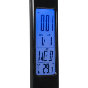 GLOBOSTAR® ZENTIME 76564 Μοντέρνο Επιτραπέζιο Φωτιστικό Γραφείου με Ασύρματη Φόρτιση 10W 2A & Ψηφιακό Ρολόι LED 3.5W 350lm 120° DC 5V με USB-C IP20 Ρυθμιζόμενο Λευκό CCT με Αφή 2700K/4500K/6000K Dimmable – Sanan SMD Chip – Μαύρο – Μ18 x Π12 x Υ40cm – 2 Χρόνια Εγγύηση