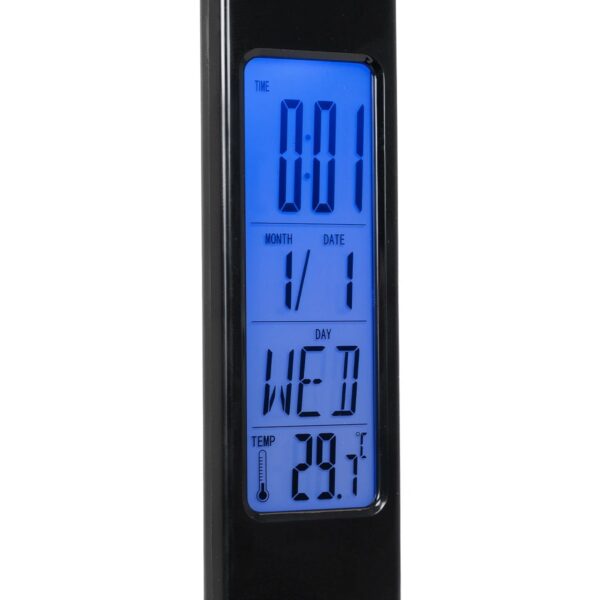 GLOBOSTAR® ZENTIME 76564 Μοντέρνο Επιτραπέζιο Φωτιστικό Γραφείου με Ασύρματη Φόρτιση 10W 2A & Ψηφιακό Ρολόι LED 3.5W 350lm 120° DC 5V με USB-C IP20 Ρυθμιζόμενο Λευκό CCT με Αφή 2700K/4500K/6000K Dimmable – Sanan SMD Chip – Μαύρο – Μ18 x Π12 x Υ40cm – 2 Χρόνια Εγγύηση