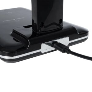 GLOBOSTAR® ZENTIME 76564 Μοντέρνο Επιτραπέζιο Φωτιστικό Γραφείου με Ασύρματη Φόρτιση 10W 2A & Ψηφιακό Ρολόι LED 3.5W 350lm 120° DC 5V με USB-C IP20 Ρυθμιζόμενο Λευκό CCT με Αφή 2700K/4500K/6000K Dimmable – Sanan SMD Chip – Μαύρο – Μ18 x Π12 x Υ40cm – 2 Χρόνια Εγγύηση