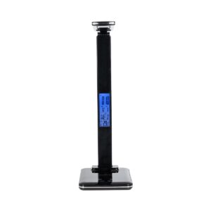 GLOBOSTAR® ZENTIME 76564 Μοντέρνο Επιτραπέζιο Φωτιστικό Γραφείου με Ασύρματη Φόρτιση 10W 2A & Ψηφιακό Ρολόι LED 3.5W 350lm 120° DC 5V με USB-C IP20 Ρυθμιζόμενο Λευκό CCT με Αφή 2700K/4500K/6000K Dimmable – Sanan SMD Chip – Μαύρο – Μ18 x Π12 x Υ40cm – 2 Χρόνια Εγγύηση