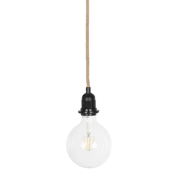 GLOBOSTAR® WHIP 77660 Μοντέρνο DIY Φωτιστικό με Υφασμάτινο Καλώδιο, Ντουί 1 x E27, Διακόπτη On/Off & Πρίζα AC 220-240V IP20 – Μπεζ & Μαύρο – Μ140 x Π5.8 x Υ5.8cm