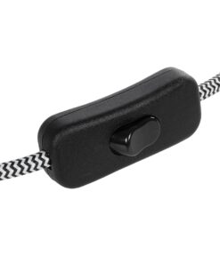 GLOBOSTAR® WHIP 77670 Μοντέρνο DIY Φωτιστικό με Υφασμάτινο Καλώδιο, Ντουί 1 x E27 & Διακόπτη On/Off AC 220-240V IP20 – Ασημί & Μαύρο – Μ140 x Π2.7 x Υ1.9cm