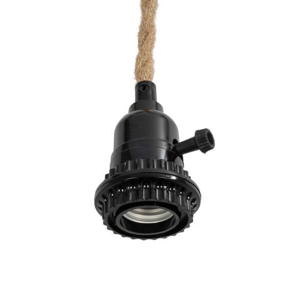 GLOBOSTAR® WHIP 77676 Μοντέρνο DIY Φωτιστικό με Υφασμάτινο Καλώδιο, Ντουί 3 x E27, Διακόπτη On/Off & Πρίζα AC 220-240V IP20 – Μπεζ & Μαύρο – Μ650 x Π5.5 x Υ100cm