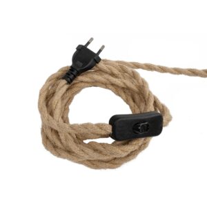 GLOBOSTAR® WHIP 77676 Μοντέρνο DIY Φωτιστικό με Υφασμάτινο Καλώδιο, Ντουί 3 x E27, Διακόπτη On/Off & Πρίζα AC 220-240V IP20 – Μπεζ & Μαύρο – Μ650 x Π5.5 x Υ100cm