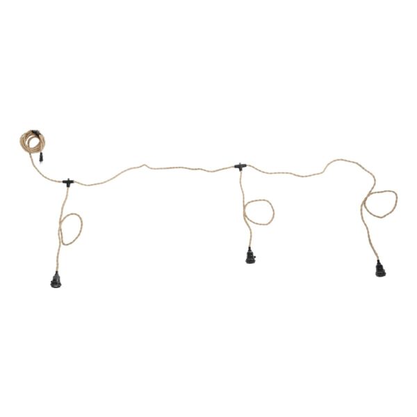 GLOBOSTAR® WHIP 77676 Μοντέρνο DIY Φωτιστικό με Υφασμάτινο Καλώδιο, Ντουί 3 x E27, Διακόπτη On/Off & Πρίζα AC 220-240V IP20 – Μπεζ & Μαύρο – Μ650 x Π5.5 x Υ100cm