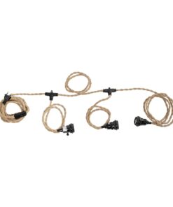 GLOBOSTAR® WHIP 77676 Μοντέρνο DIY Φωτιστικό με Υφασμάτινο Καλώδιο, Ντουί 3 x E27, Διακόπτη On/Off & Πρίζα AC 220-240V IP20 – Μπεζ & Μαύρο – Μ650 x Π5.5 x Υ100cm