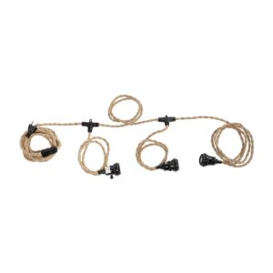 GLOBOSTAR® WHIP 77676 Μοντέρνο DIY Φωτιστικό με Υφασμάτινο Καλώδιο, Ντουί 3 x E27, Διακόπτη On/Off & Πρίζα AC 220-240V IP20 – Μπεζ & Μαύρο – Μ650 x Π5.5 x Υ100cm