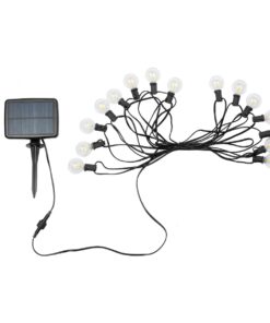 GLOBOSTAR® TWILIGHT 79667 Μοντέρνο Φωτιστικό Κήπου Γιρλάντα 7.7m με 15 Λάμπες & IR Ασύρματο Χειριστήριο LED 9W 810lm 360° DC 3.7V με Ενσωματωμένο Φωτοβολταϊκό Panel 5.5V 1.5W & Επαναφορτιζόμενη Μπαταρία Li-ion 3.6V 1×18650 2200mAh Αδιάβροχο IP65 Θερμό Λευκό 2700Κ Dimmable – Sanan SMD Chip – Μαύρο & Διάφανο – Μ770 x Π4 x Υ7cm – 2 Χρόνια Εγγύηση