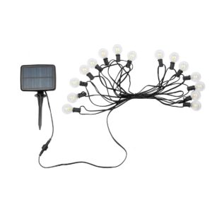 GLOBOSTAR® TWILIGHT 79667 Μοντέρνο Φωτιστικό Κήπου Γιρλάντα 7.7m με 15 Λάμπες & IR Ασύρματο Χειριστήριο LED 9W 810lm 360° DC 3.7V με Ενσωματωμένο Φωτοβολταϊκό Panel 5.5V 1.5W & Επαναφορτιζόμενη Μπαταρία Li-ion 3.6V 1×18650 2200mAh Αδιάβροχο IP65 Θερμό Λευκό 2700Κ Dimmable – Sanan SMD Chip – Μαύρο & Διάφανο – Μ770 x Π4 x Υ7cm – 2 Χρόνια Εγγύηση
