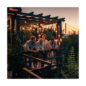 GLOBOSTAR® TWILIGHT 79667 Μοντέρνο Φωτιστικό Κήπου Γιρλάντα 7.7m με 15 Λάμπες & IR Ασύρματο Χειριστήριο LED 9W 810lm 360° DC 3.7V με Ενσωματωμένο Φωτοβολταϊκό Panel 5.5V 1.5W & Επαναφορτιζόμενη Μπαταρία Li-ion 3.6V 1×18650 2200mAh Αδιάβροχο IP65 Θερμό Λευκό 2700Κ Dimmable – Sanan SMD Chip – Μαύρο & Διάφανο – Μ770 x Π4 x Υ7cm – 2 Χρόνια Εγγύηση