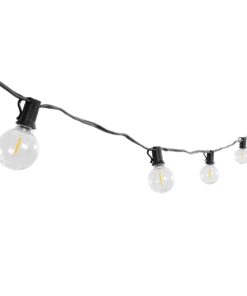 GLOBOSTAR® TWILIGHT 79667 Μοντέρνο Φωτιστικό Κήπου Γιρλάντα 7.7m με 15 Λάμπες & IR Ασύρματο Χειριστήριο LED 9W 810lm 360° DC 3.7V με Ενσωματωμένο Φωτοβολταϊκό Panel 5.5V 1.5W & Επαναφορτιζόμενη Μπαταρία Li-ion 3.6V 1×18650 2200mAh Αδιάβροχο IP65 Θερμό Λευκό 2700Κ Dimmable – Sanan SMD Chip – Μαύρο & Διάφανο – Μ770 x Π4 x Υ7cm – 2 Χρόνια Εγγύηση